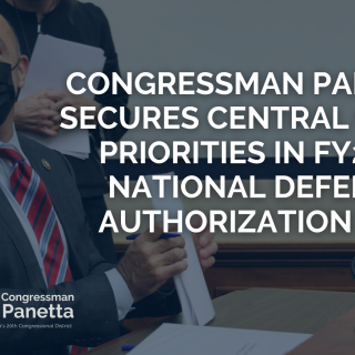 Congressman Panetta Secures Central Coast Priorities in FY2021 National Defense Authorization Act